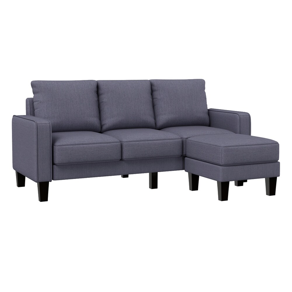 Modern Living Room Furniture L Shape Sofa with Ottoman in Fabric