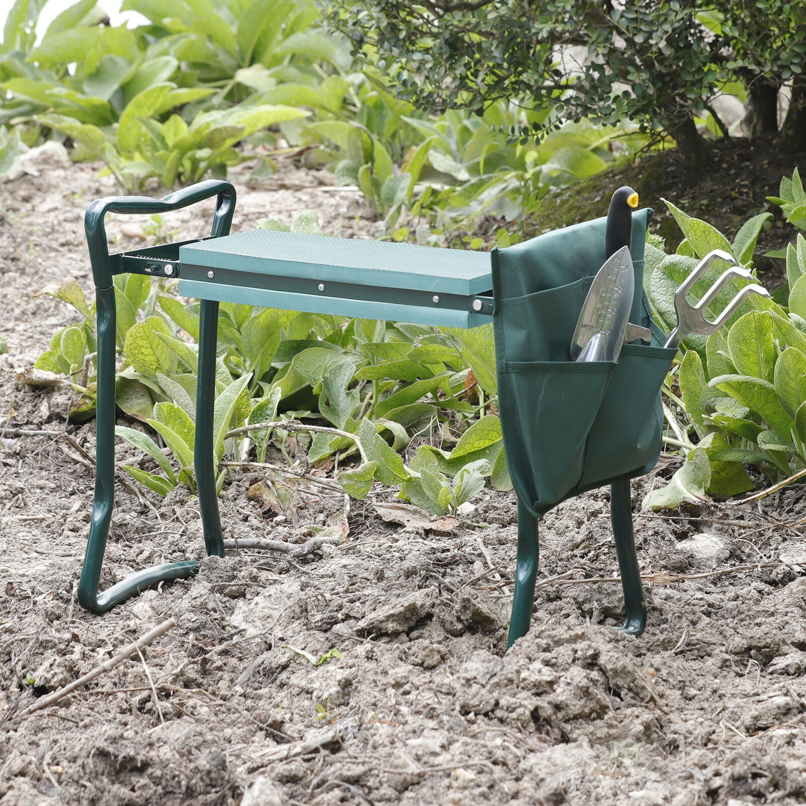 Folding Garden Kneeler Bench Kneeling Soft Eva Pad Seat With Stool Pouch