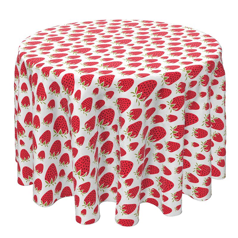 Round Tablecloth， 100% Cotton， 60 Round， Strawberry Dessert