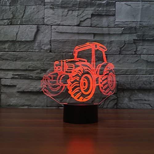 3d Car Tractor Night Light Touch Switch 7 Color Change Led Table Desk Lamp Acrylic Flat Abs Base Usb Charger Home Toy Birthday Xmas Kid Children Gift