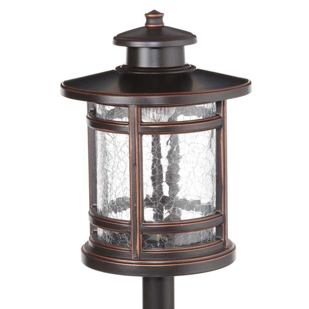 Hampton Bay Birmingham 3-Watt Oil Rubbed Bronze Outdoor Integrated LED Landscape Path Light with Crackled Shade JAQ1501L-2Crac