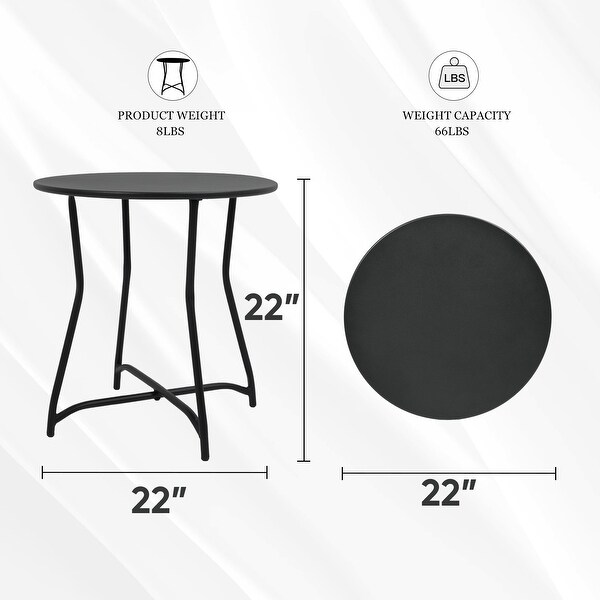 Round Patio Metal Side Snack Table