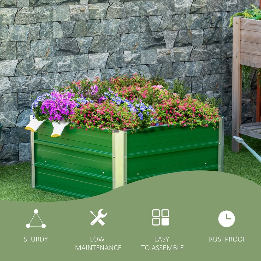 39in. Green Metal Raised Planting Boxes with Install Gloves  Elevated Large Galvanized Steel Planter Box for Backyard