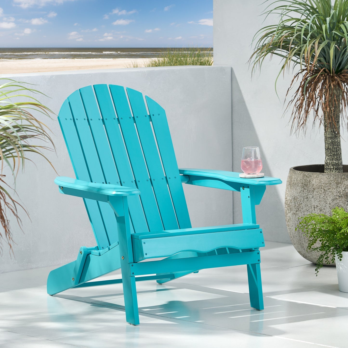 Ouyessir Foldable Adirondack Chair Outdoor Wooden Accent Lounge Furniture for Garden,Yard, Patio,Pool,Party(Teal)