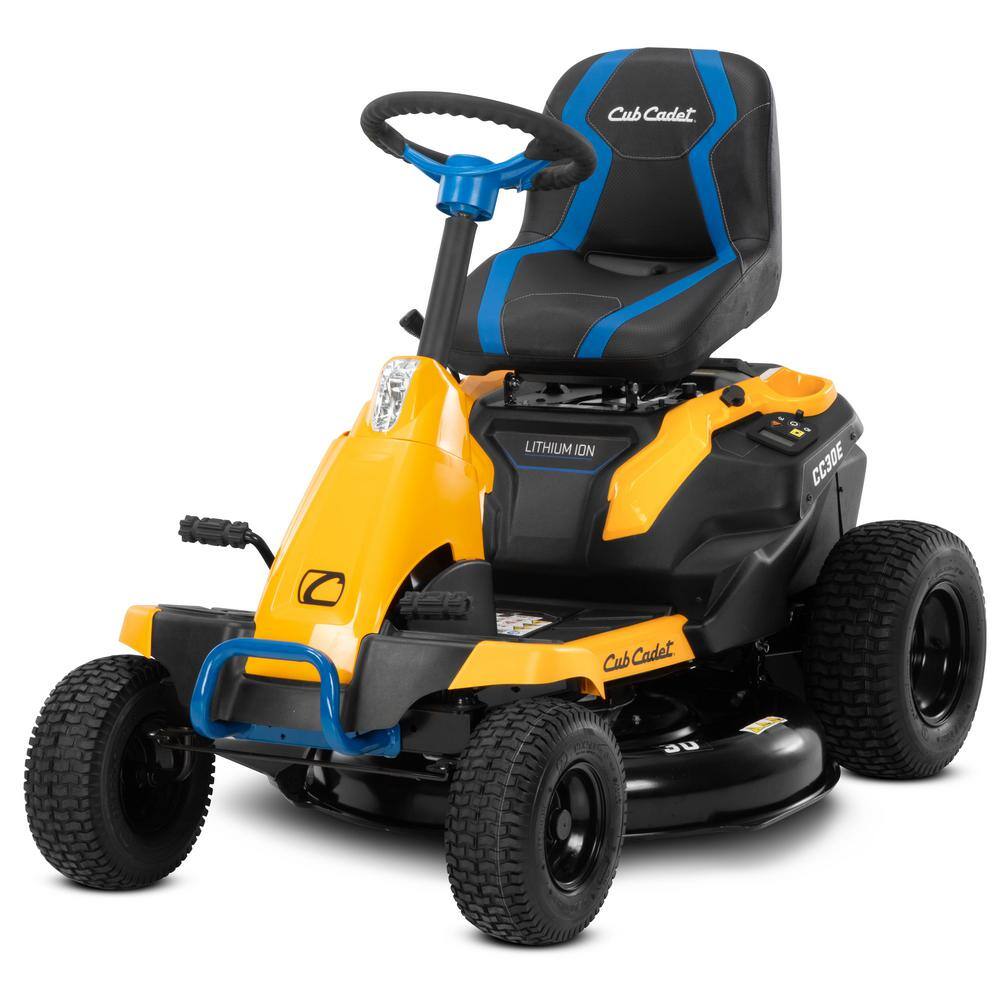 Cub Cadet 30 in. 56-Volt MAX 30 Ah Battery Lithium-Ion Electric Drive Cordless Riding Lawn Tractor with Mulch Kit Included CC30E