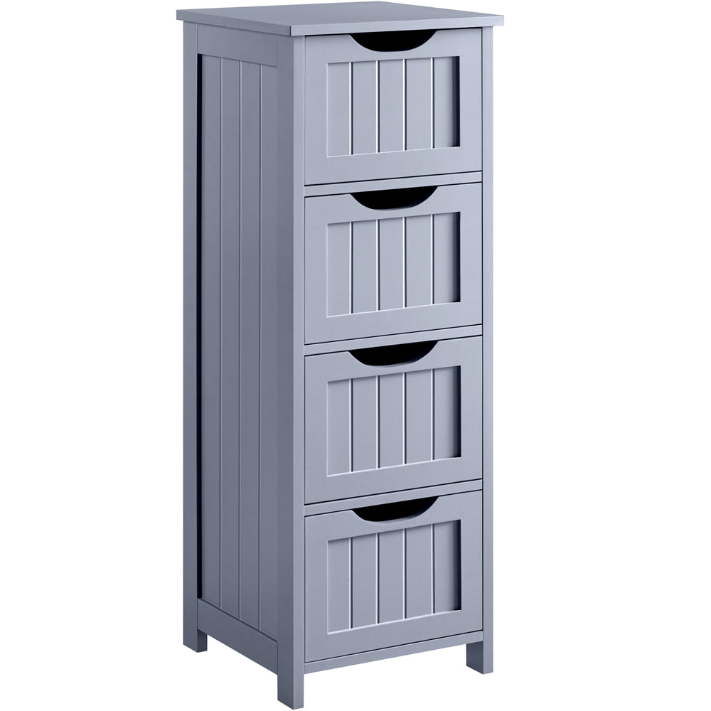 Yaheetech 4 Drawers Wooden Bathroom Floor Cabinet Side Storage Organizer Free-Standing Cabinet, Gray