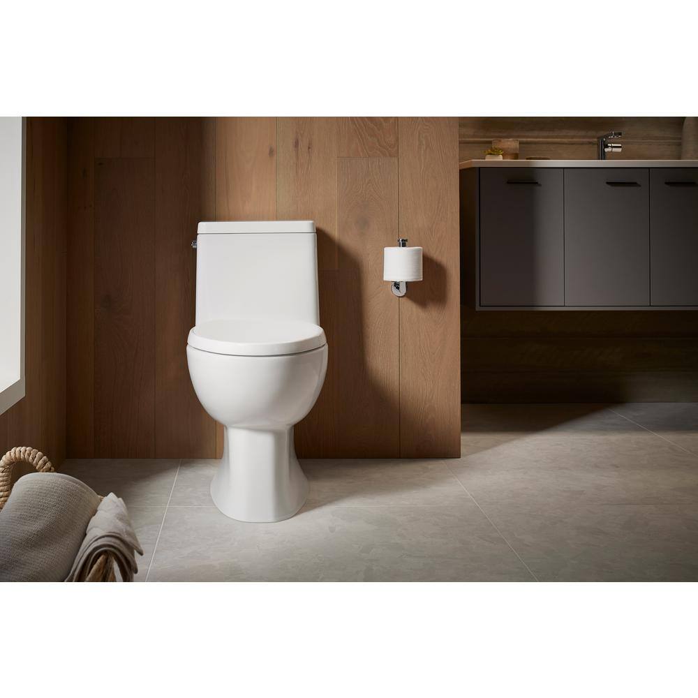 KOHLER Reach 16.5 in. H 1-piece 1.28 GPF Single Flush Elongated Toilet in White (Seat Included) K-78080-0