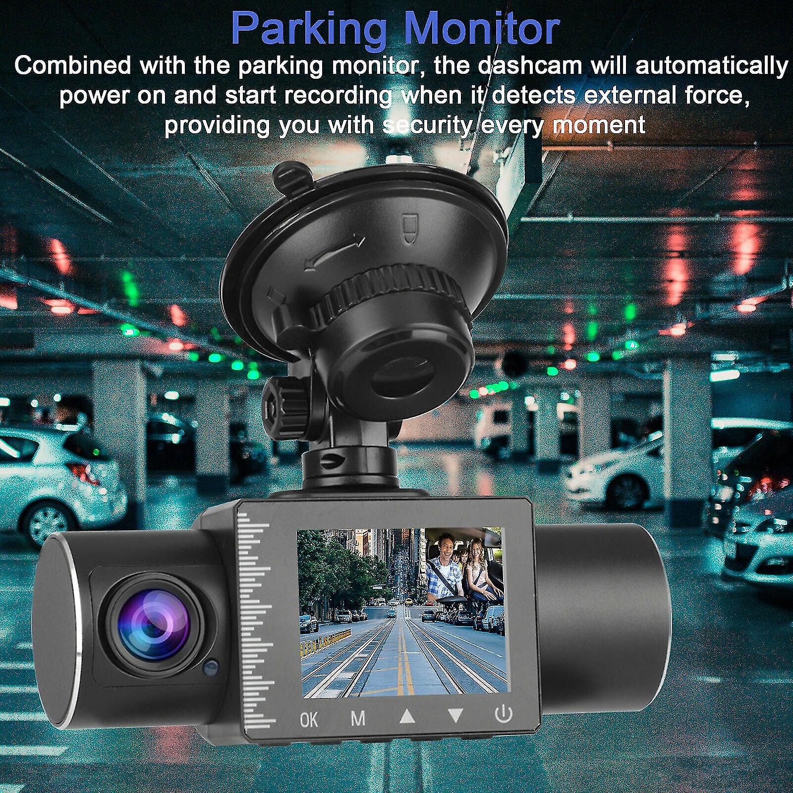 2 Inch Hd 1080p Hidden Driving Recorder Car 3lens Car Dvr，three Channels With Ir Night Vision Car Camera Sd Card  Dashboard