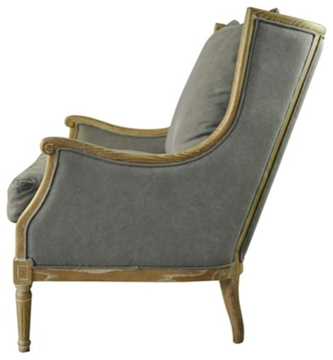 American Home Classic Warren Chair in Frost Gray Linen (Seat Height is 19 quot)   French Country   Armchairs And Accent Chairs   by Homesquare  Houzz