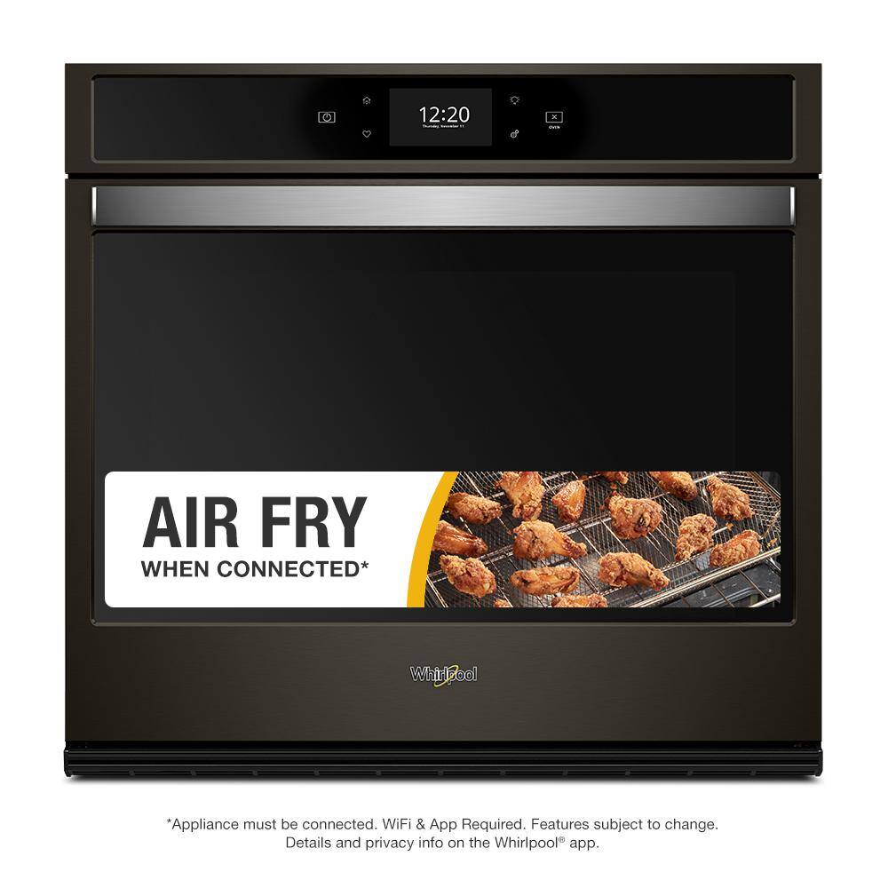 Whirlpool 30 in. Smart Single Electric Wall Oven with Air Fry When Connected in Fingerprint Resistant Black Stainless Steel WOS72EC0HV