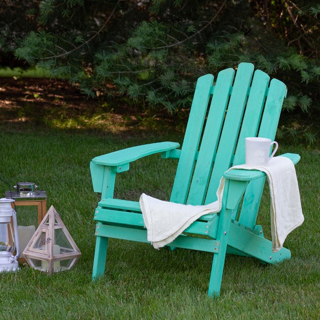 Green Classic Folding Wooden Adirondack Chair