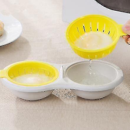 Microwave Egg Poacher Food Grade Cookware Double Cup Egg Boiler Kitchen Steamed Egg Set Microwave Ov