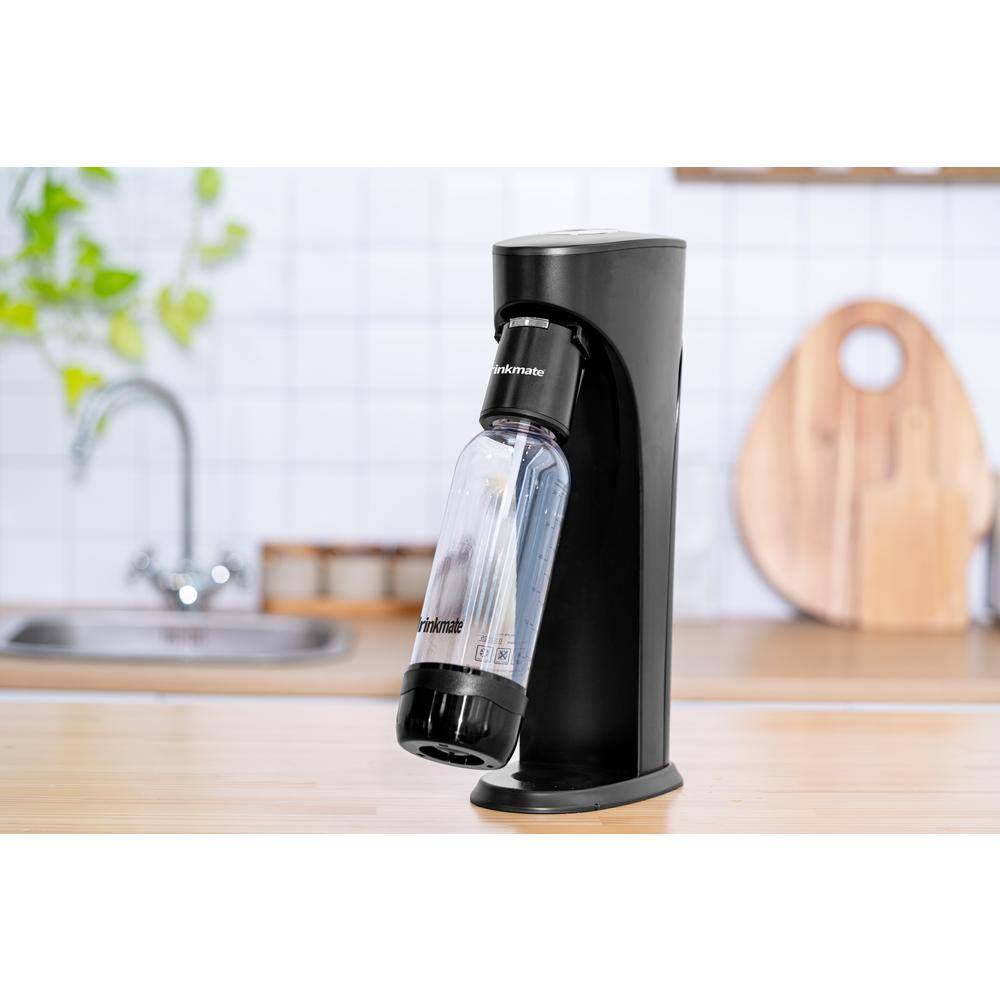 DrinkMate Matte Black Sparkling Water and Soda Maker Machine with 60L CO2 Cartridge and 1L Re-Usable Bottle 410-02-14z