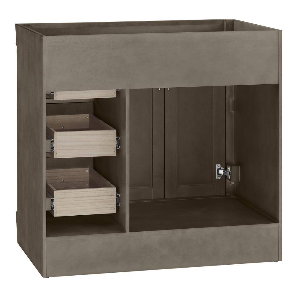 Home Decorators Collection Naples 36 in. W Bath Vanity Cabinet Only in Distressed Grey with Right Hand Drawers NADGA3621D