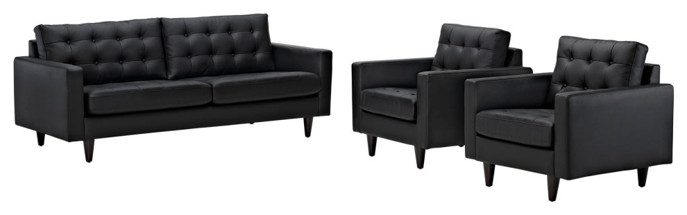 Black Empress Sofa and Armchairs Set of 3   Midcentury   Sofas   by Morning Design Group  Inc  Houzz