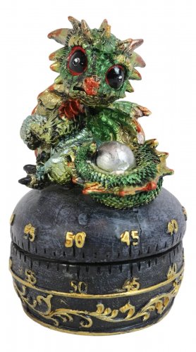 1 Green Baby Wyrmling Dragon Holding Egg Decorative Kitchen Timer Figurine 60 Min EBR02