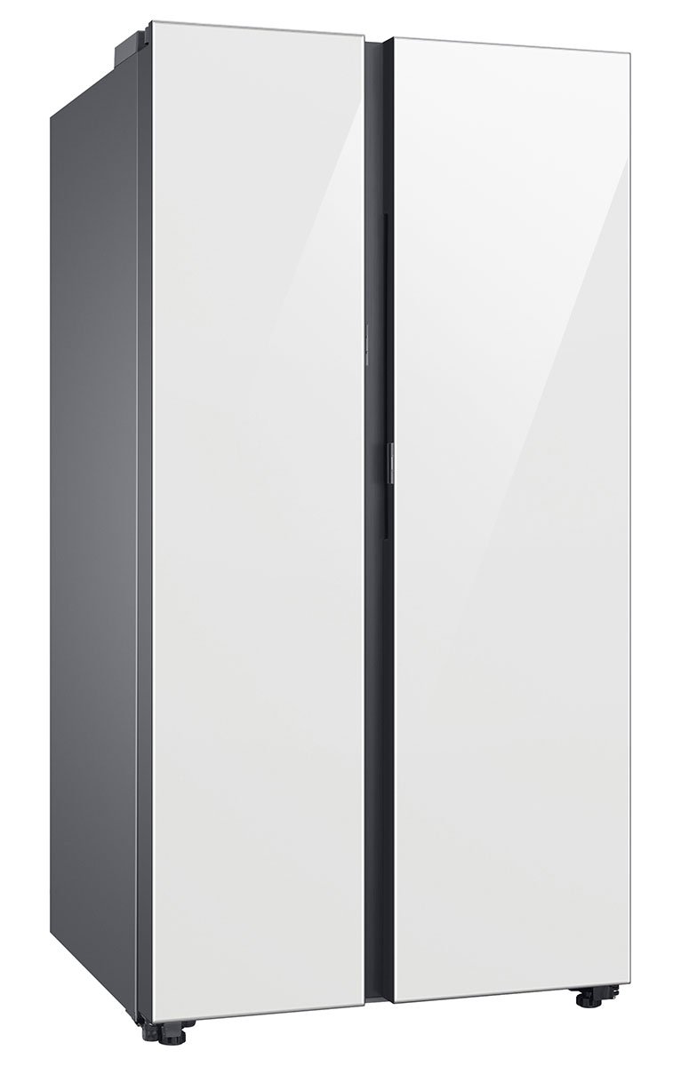  ADA Bespoke 28 Cu. Ft. White Glass Smart Side-By-Side Refrigerator With Beverage Center