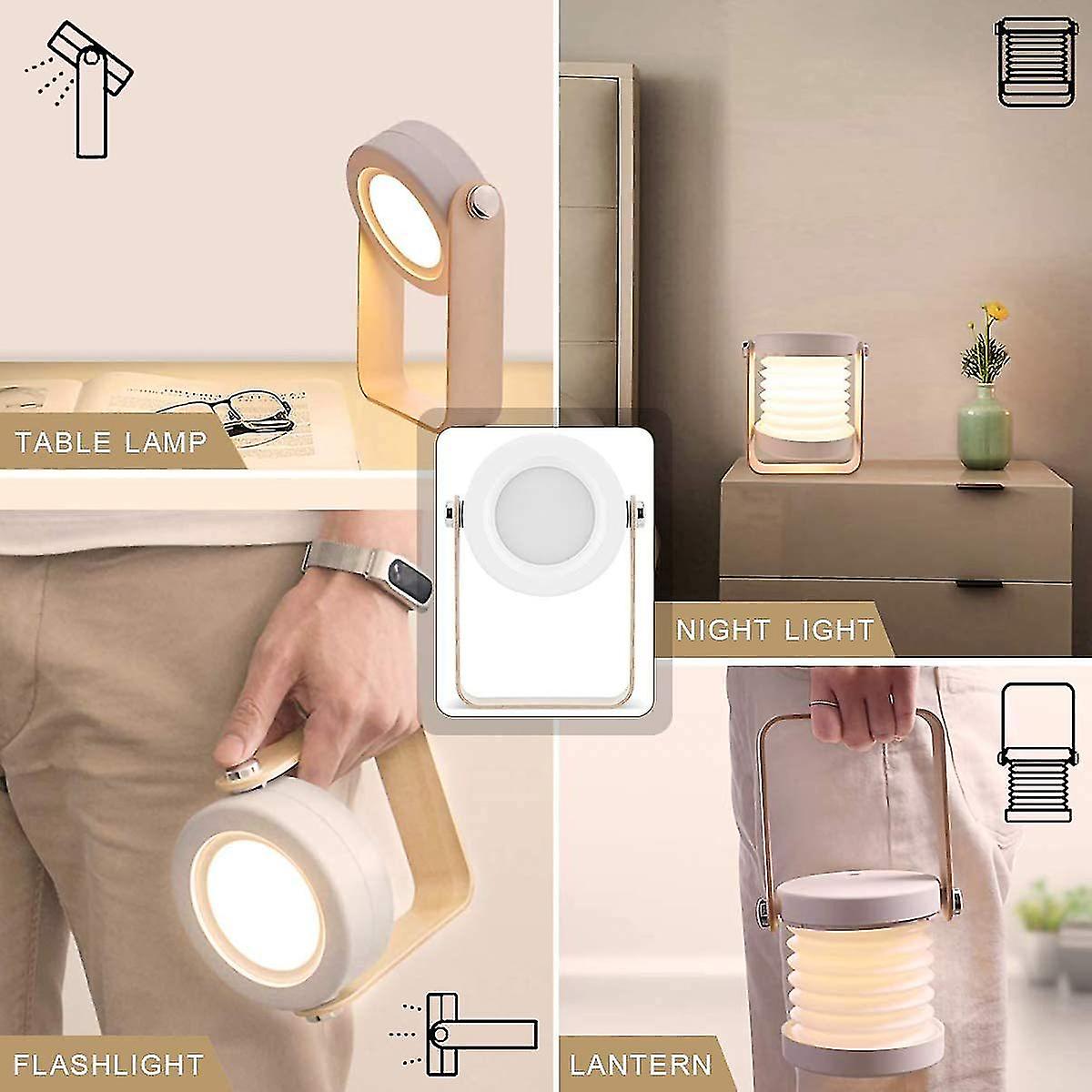 Foldable Touch Dimmable Reading LED Night Light Portable Lantern Lamp USB Rechargeable