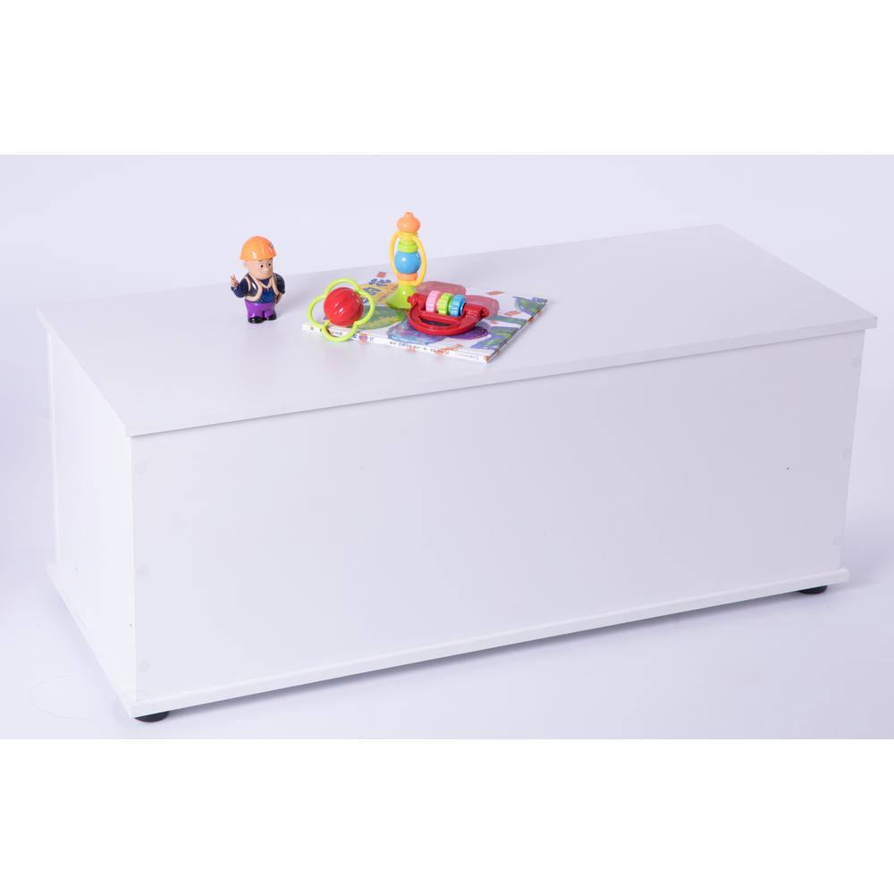 Basicwise Large Storage Toy Box with Soft Closure Lid Wooden Organizing Furniture Storage Chest White QI003458.W