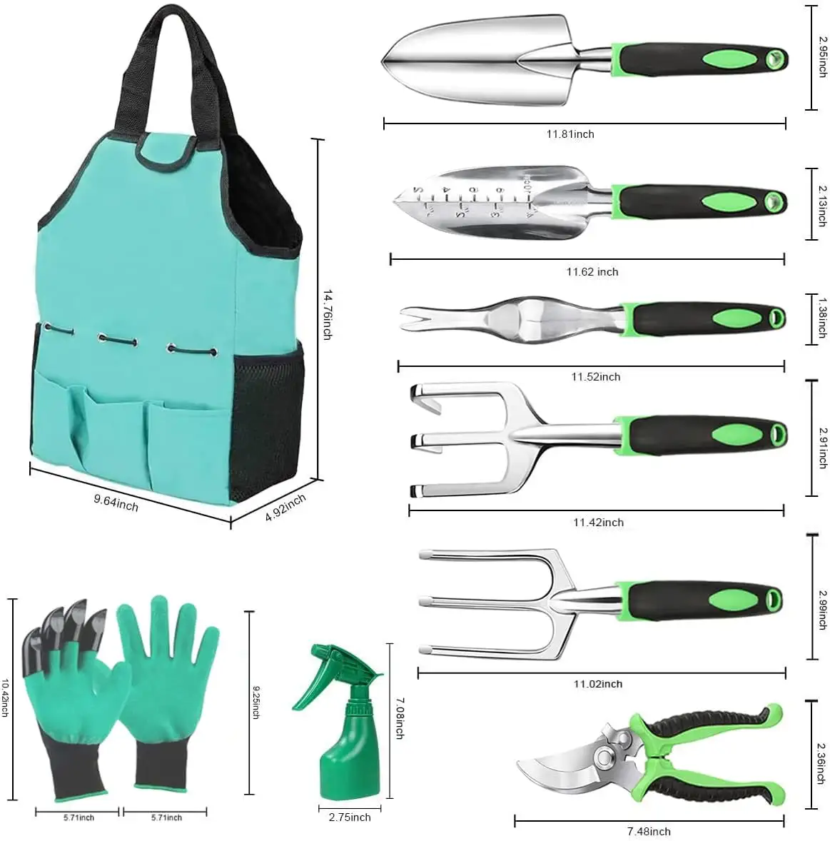 Glaric Gardening Tool Set 10 Pcs Aluminum Garden Hand Tools Set Heavy Duty with Garden GlovesTrowel and Organizer Tote Bag