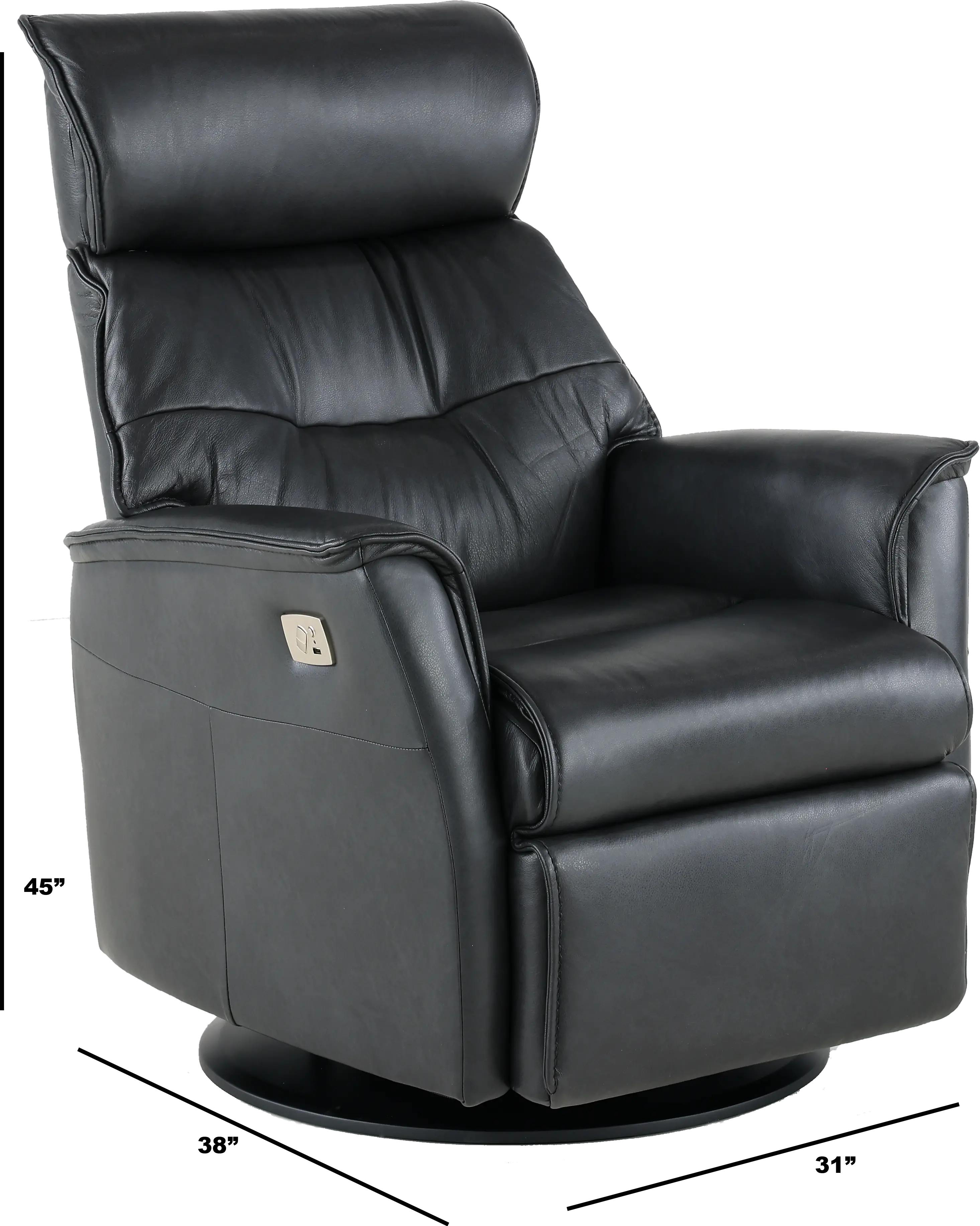 Captain Gray Standard Leather Swivel Glider Power Recliner