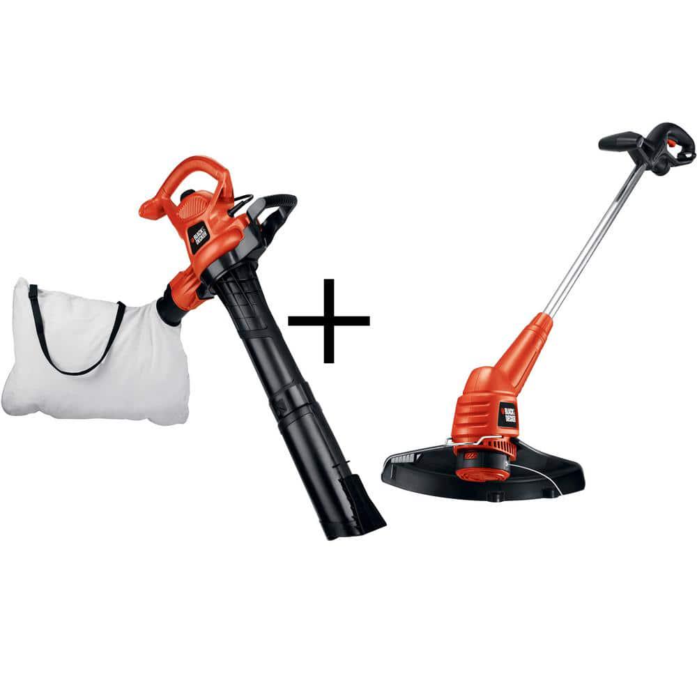 BLACKDECKER Corded Electric 3in1 Leaf Blower Vacuum Mulcher and 2in1 String Trimmer and Grass Edger Combo Kit