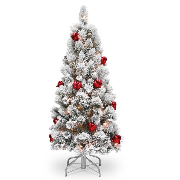 National Tree Company 4.5 ft. Snowy Bristle Pine Tree with Clear Lights