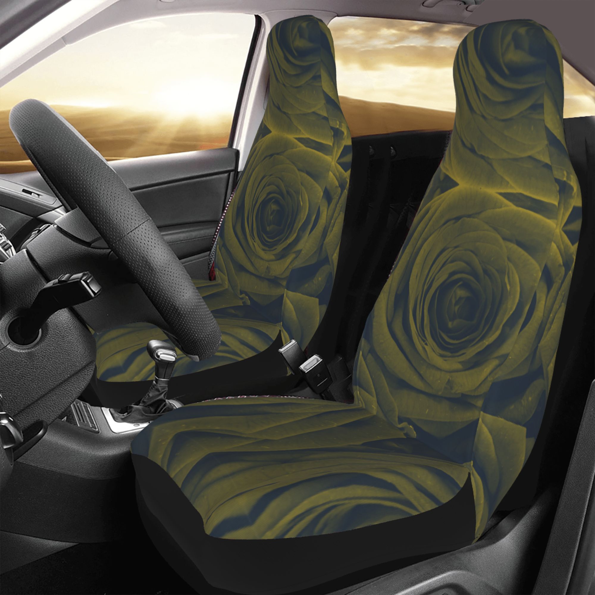 ZICANCN Car Seat Covers Front Seats Only，Rose Pattern Automotive Seat Covers Protectors for Cars Trucks Suv 2 Pack