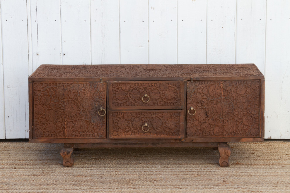 Rare Finely Carved Anglo Indian Low Cabinet   Eclectic   Accent Chests And Cabinets   by De cor  Houzz