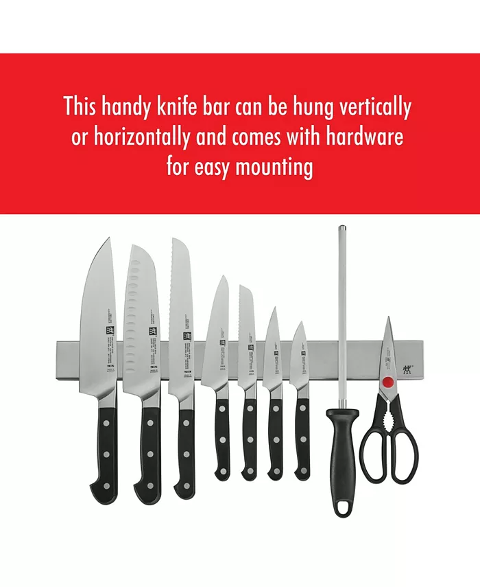 Zwilling Pro 10pc Set w 17.5 Stainless Magnetic Knife Bar