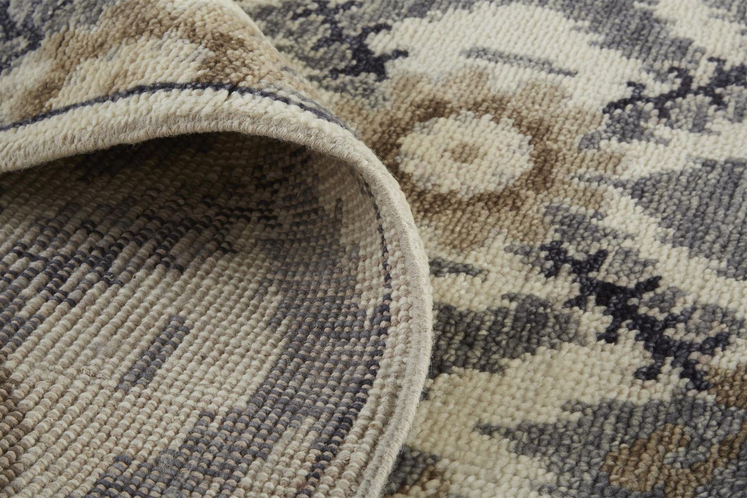 Bennet Hand Knotted Beige and Gray Rug by BD Fine