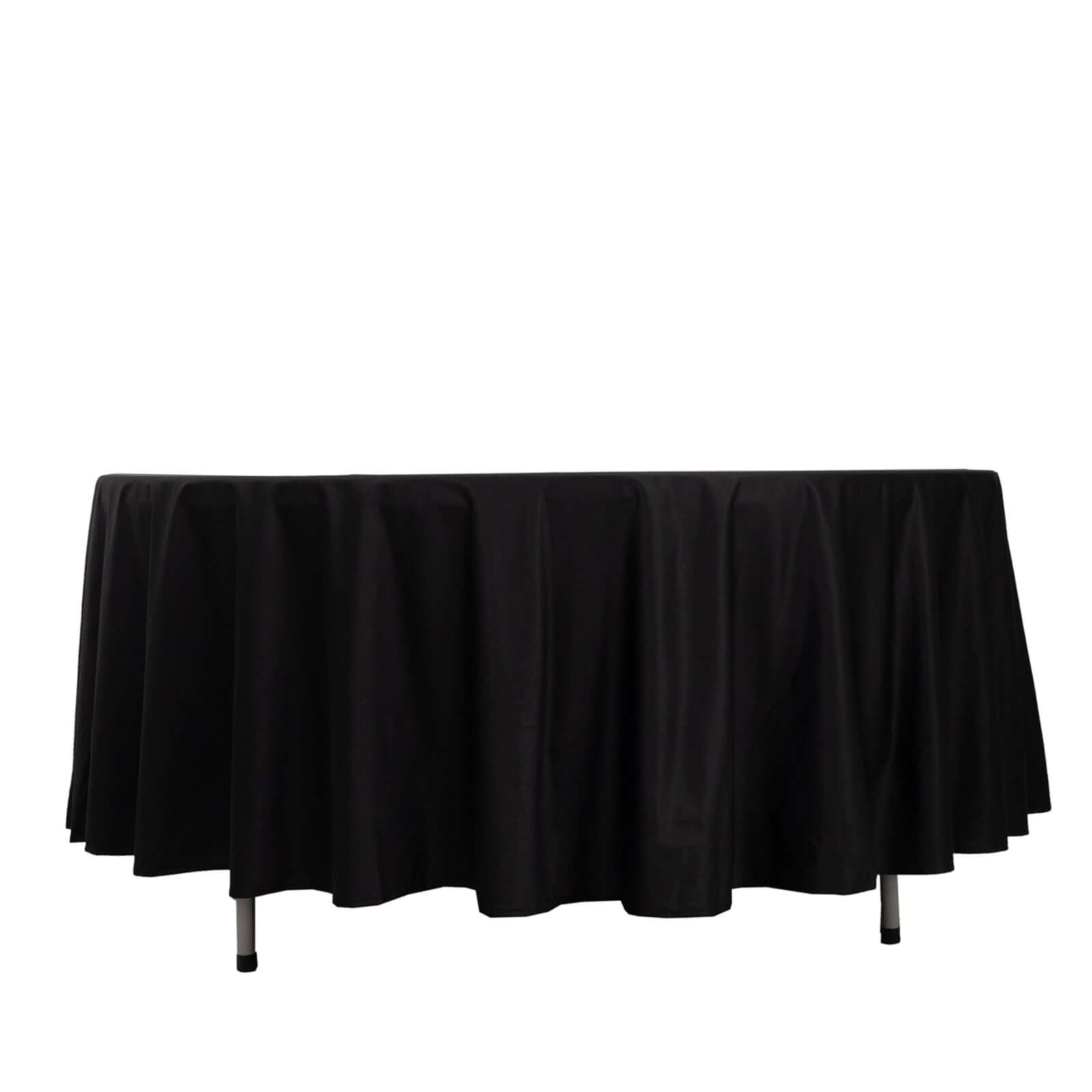 Black Premium Scuba Round Tablecloth, Wrinkle Free Seamless Polyester Tablecloth - 108