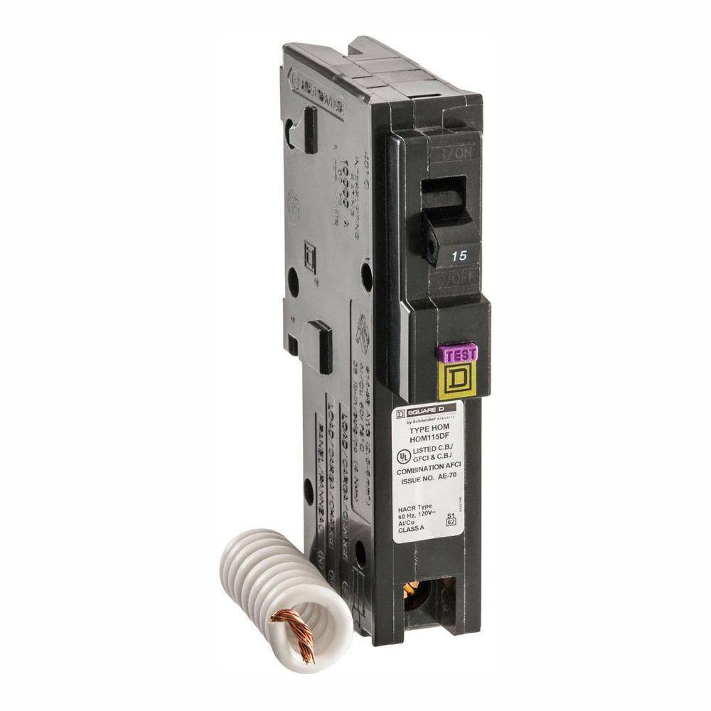 Square D Homeline 15 Amp Single-Pole Dual Function (CAFCI and GFCI) Circuit Breaker (4-Pack) HOM115DFC4