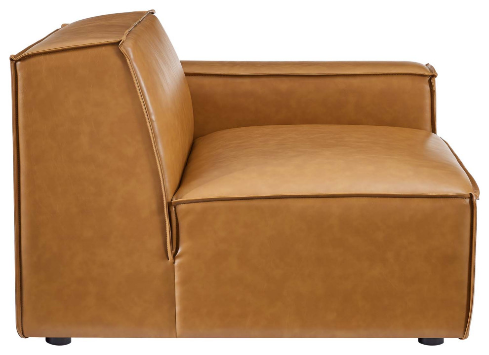 Restore 5 Piece Vegan Leather Sectional Sofa  Tan   Contemporary   Sectional Sofas   by Homesquare  Houzz