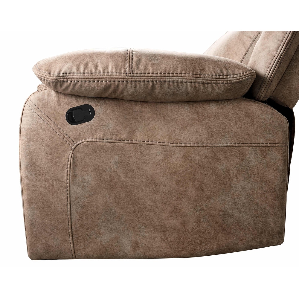 Roundhill Furniture Ensley Faux Leather Reclining Sofa and Loveseat in Sand Finish