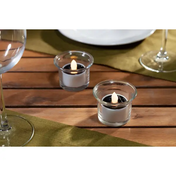 Gerson 2-Piece Flickering Warm White LED Solar Tea Lights