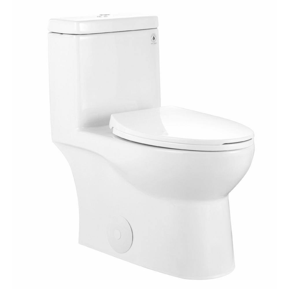 HOROW 1-piece 0.81.28 GPF Dual Flush Elongated Toilet in White with Seat Included HR-0037