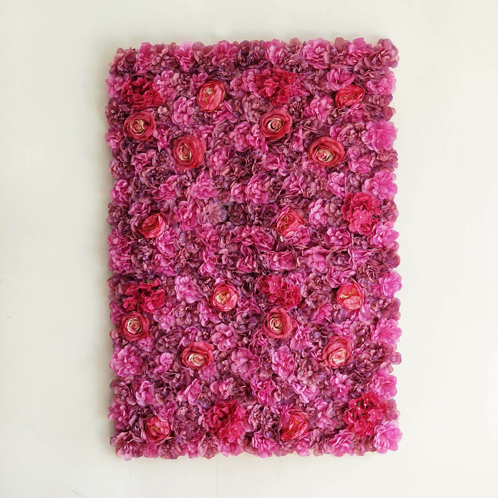 Violet/Purple UV Protected Assorted Flower Wall Mat Backdrop 4 Artificial Panels 13 Sq ft.