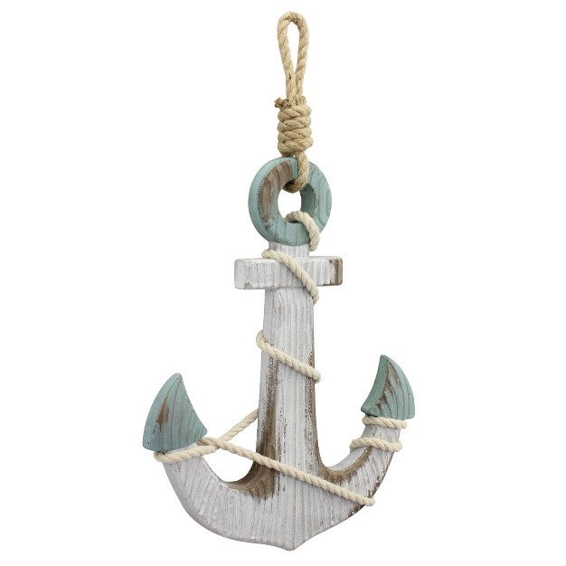 X 10 quot Wooden Anchor Wall Decor White light Blue Stonebriar Collection