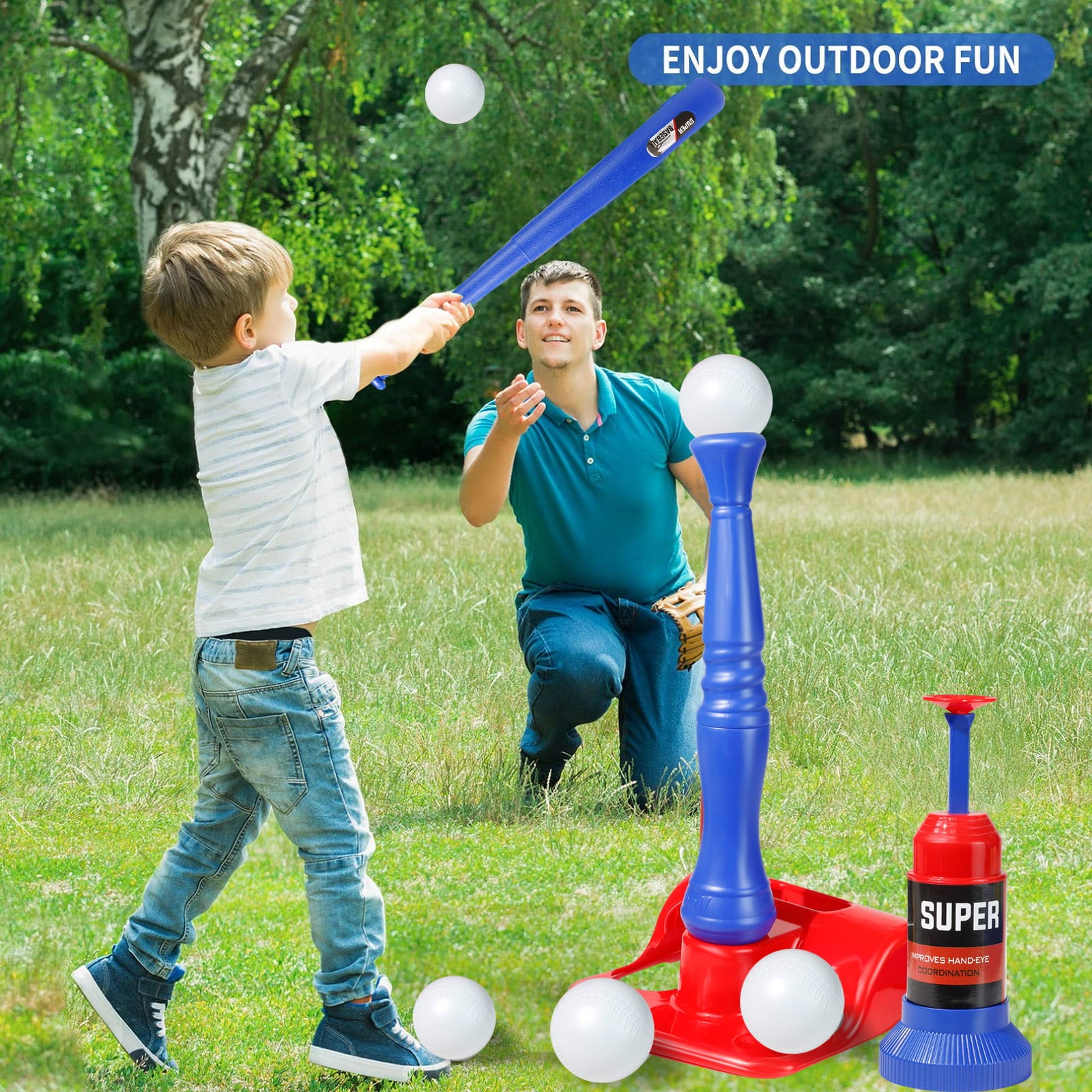 NETNEW T-Ball Set Baseball Sport Toys for Boys 3-6 Years Kids Toddlers Outdoor Backyard Toy Sports Play Set