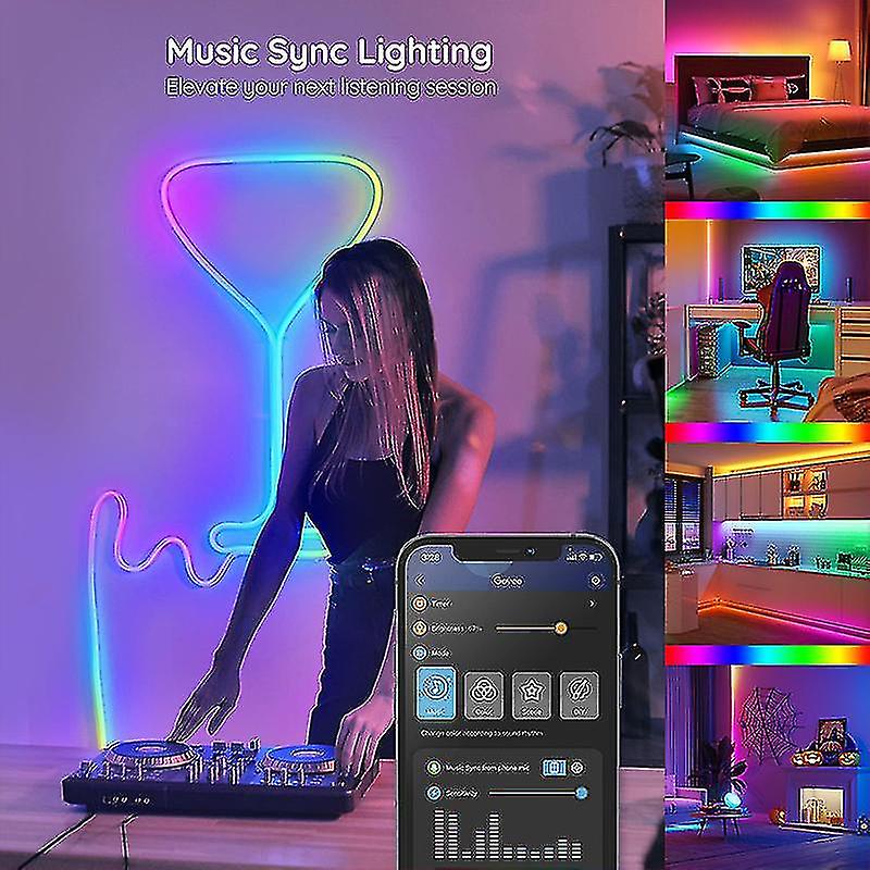 Led Strip 1m-30m Rgbic 2835 Bluetooth App Control Chasing Effect Lights Flexible Tape Diode Ribbon Tv Backlight Room Decorate