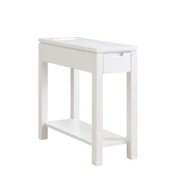 Leick Home Cade Wood Side Table with Drawer and AC/USB Outlet