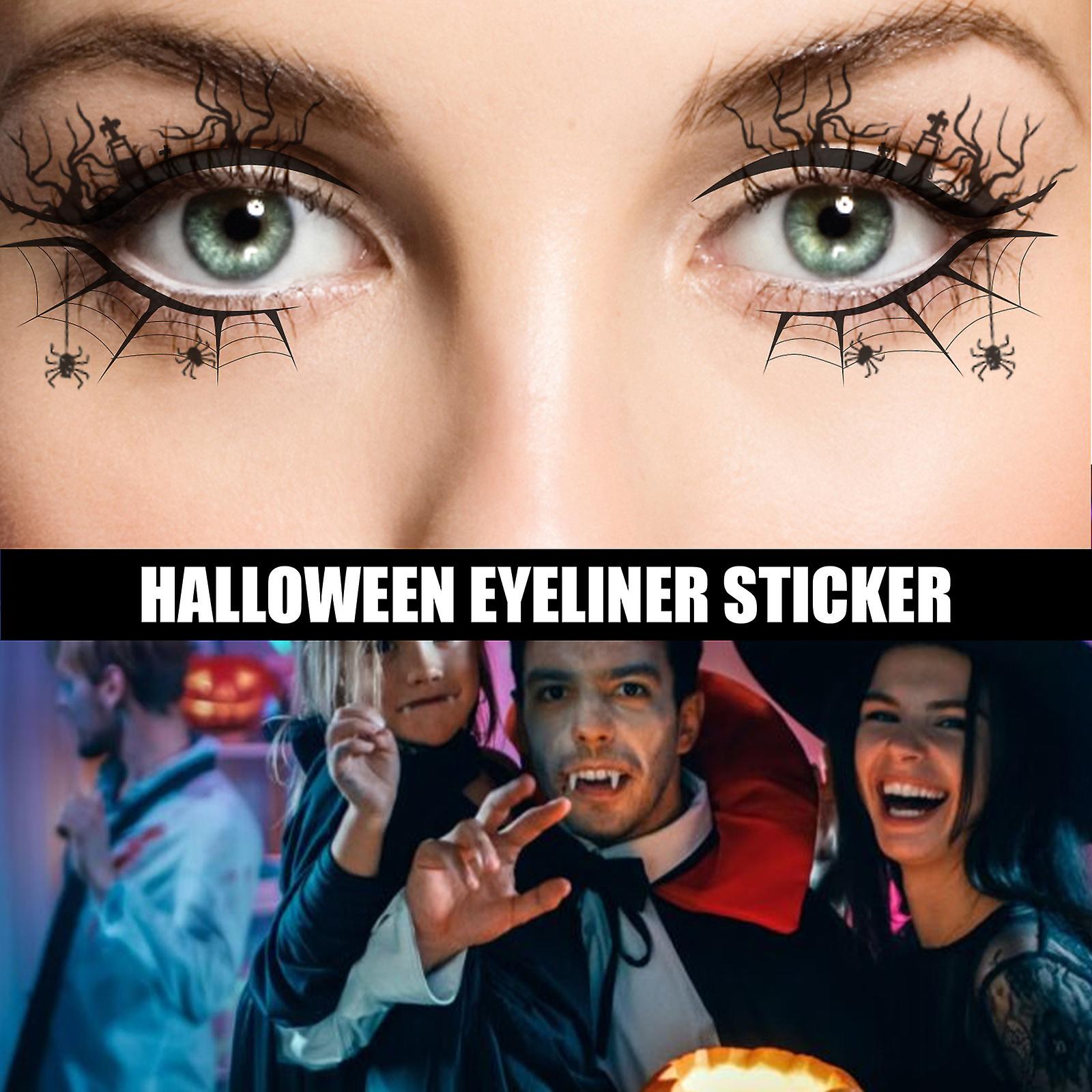 Halloween Eyeliner Stickers， Horror Fashion Eyeshadow Stickers， Party Makeup Tools， Bat Spider Decoration Eyeliner Color Classification Style 2 (4pcs)