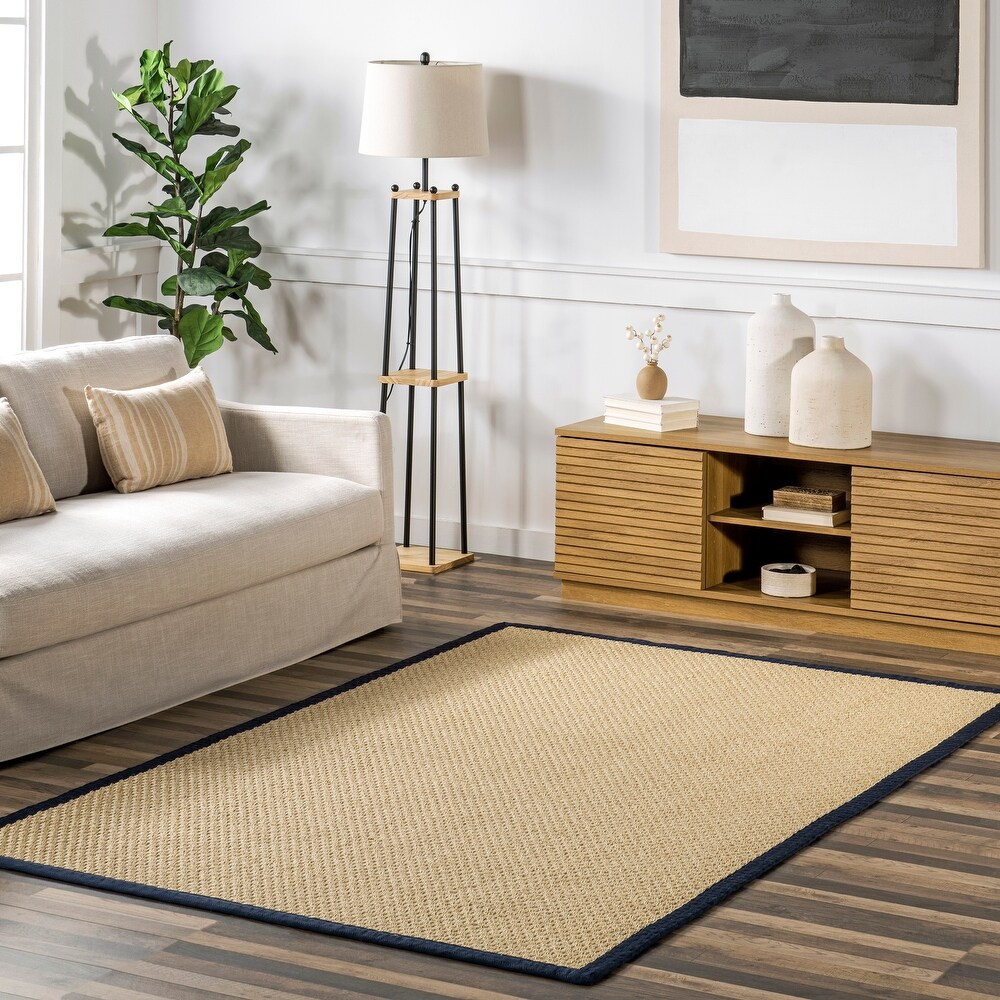 Brooklyn Rug Co Meena Faux Seagrass Bordered Indoor/Outdoor Area Rug