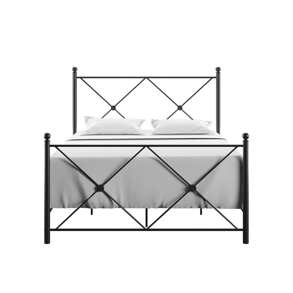 Aniket Metal Bed with Nightstands Set by iNSPIRE Q Classic