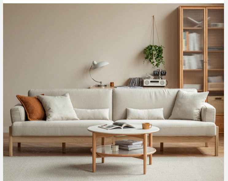 Oak Solid Wood Cream Color 4 seater Sofa   Transitional   Sectional Sofas   by GVAwood  Houzz