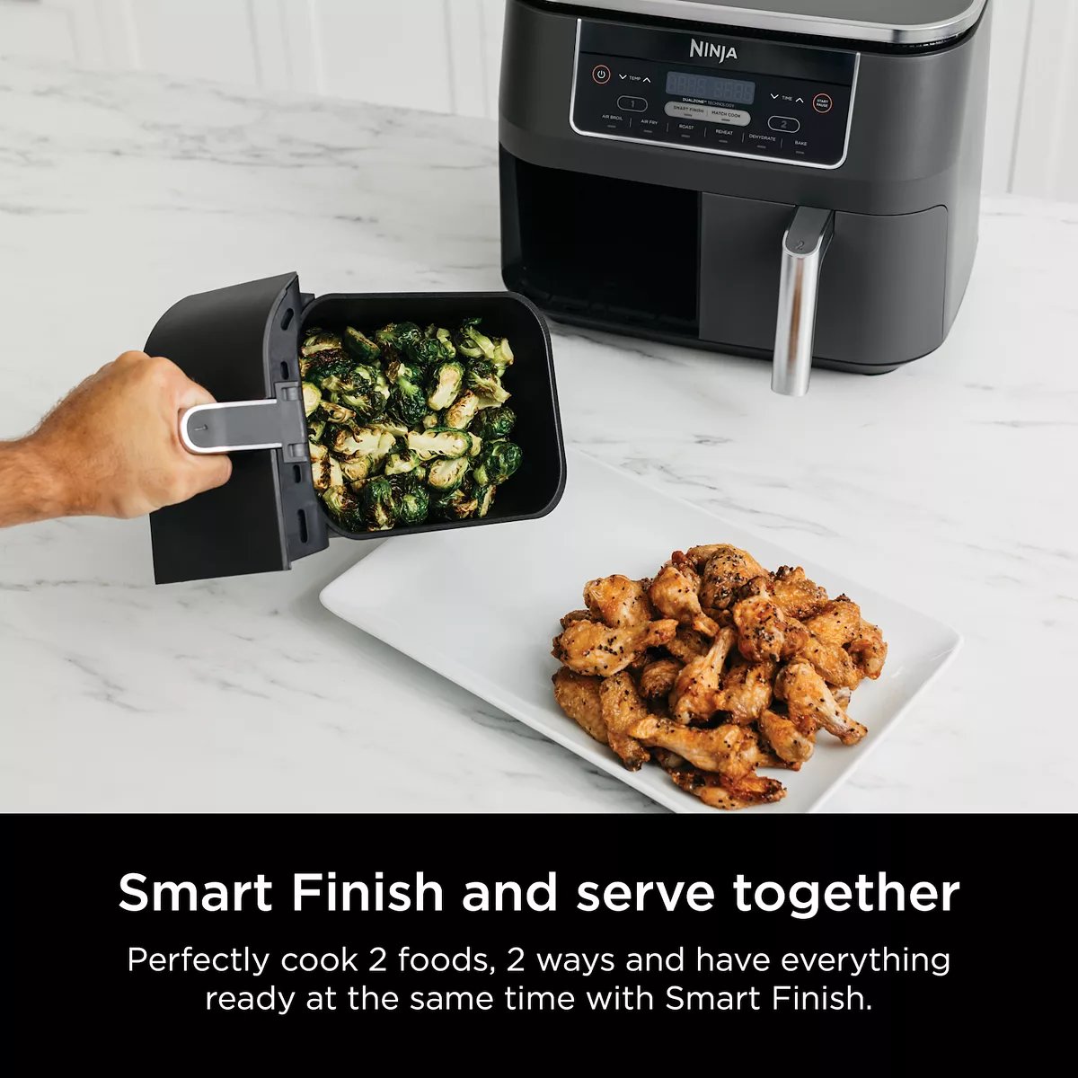 Ninja Foodi 8 qt. Original Dualzone， 2-Basket Air Fryer with 6 Functions