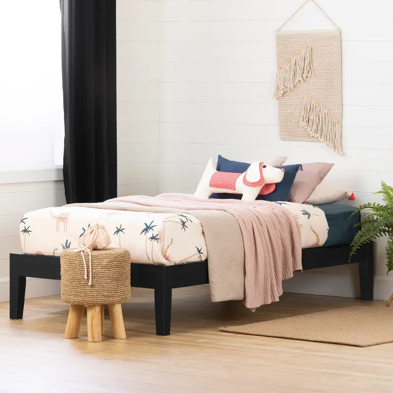 Twin Black Platform Bed- Vito