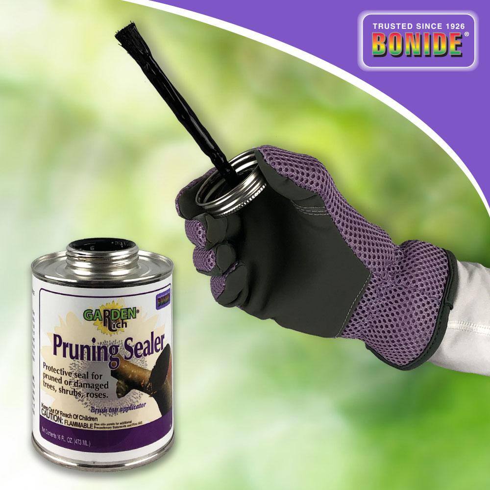 Bonide Garden Rich Pruning Sealer with Brush Top Applicator 16 oz Ready-to-Use Protective Seal for Trees Shrubs Roses 225