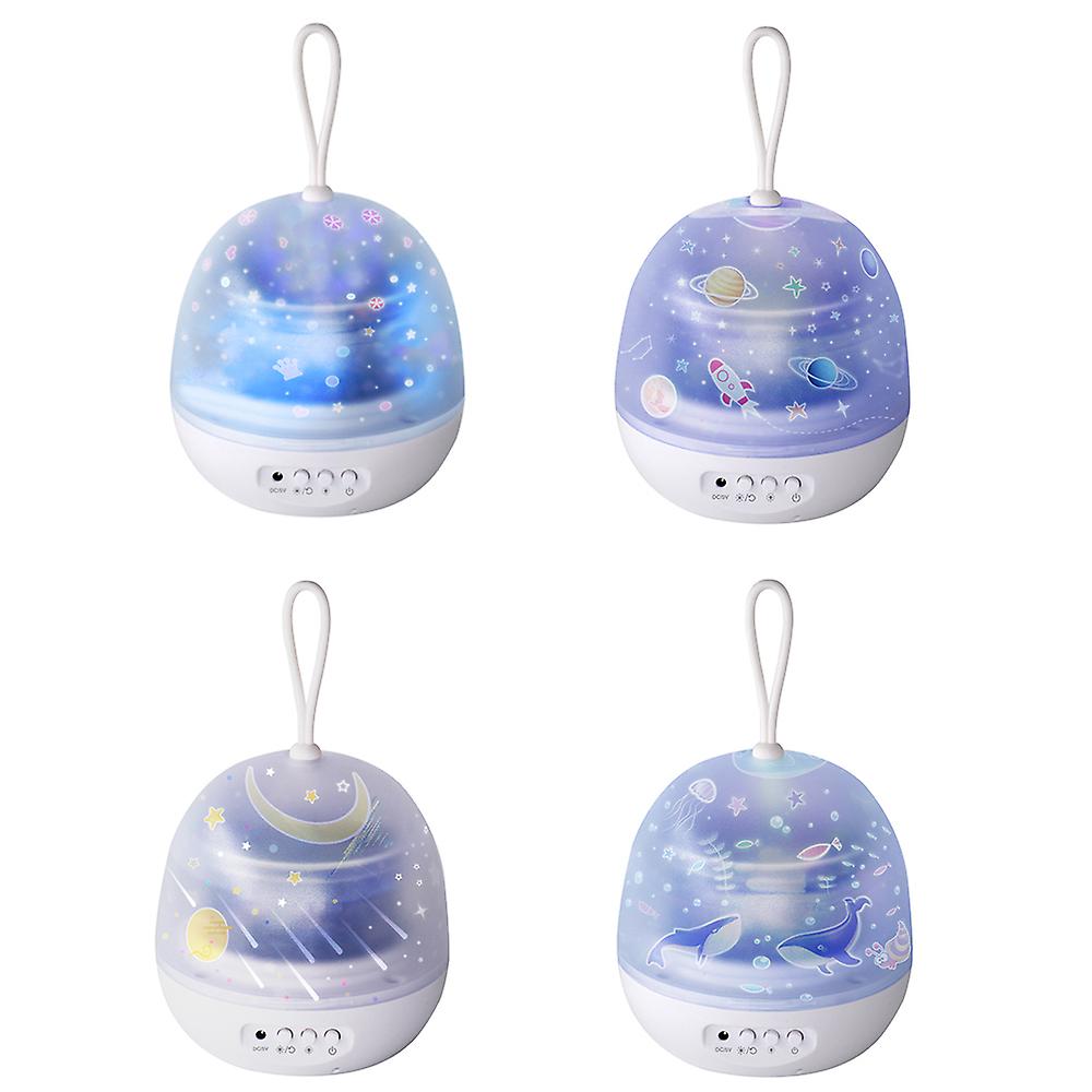 Leds Night Light 360 Rotating 8 Color Modes Starry Moon/ocean/universe/carousel 4 In 1 Projector Lamp Baby Kids Nursery Lights No.252053